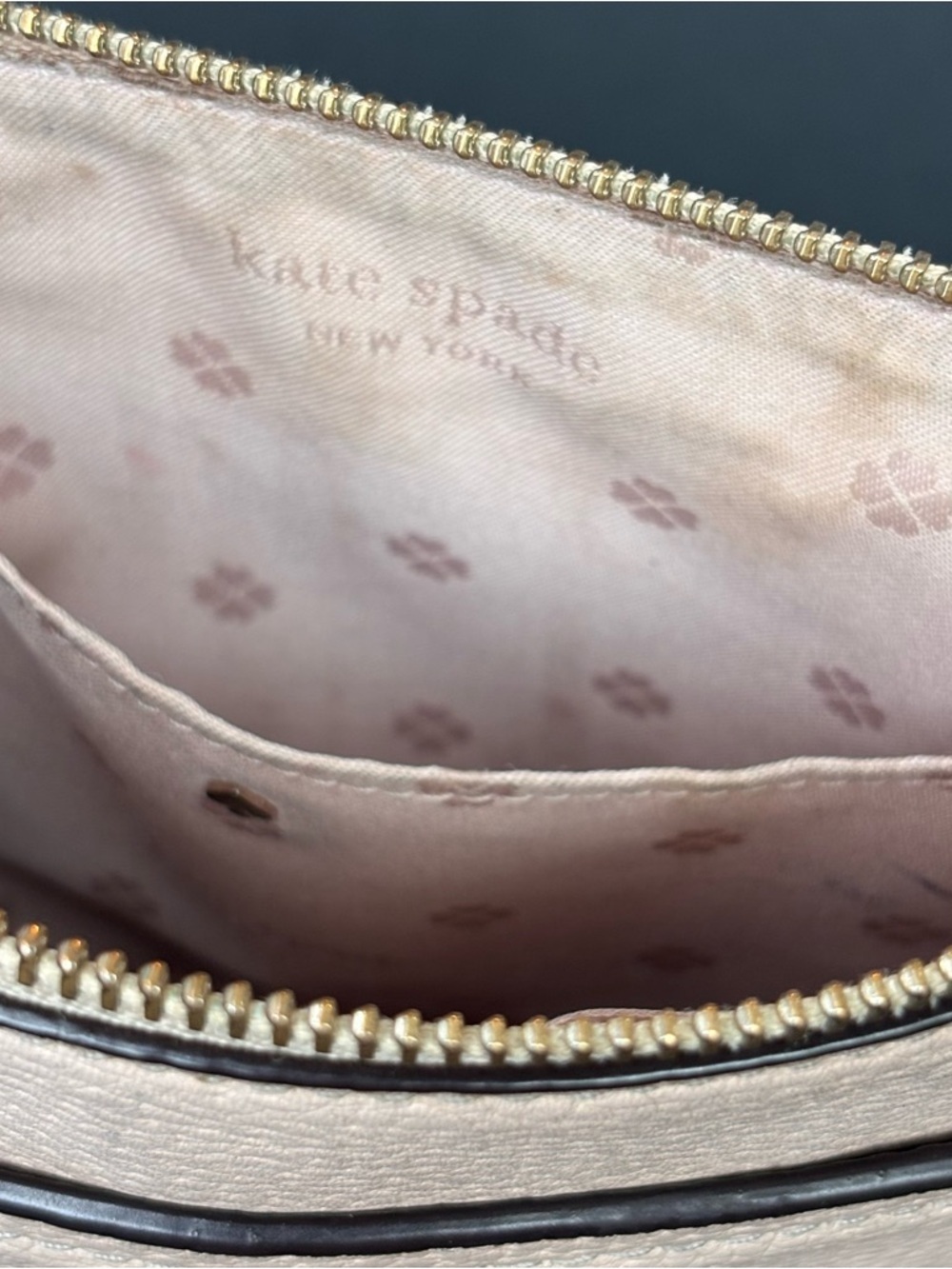 Kate Spade Polly Small Swing Pack Neutral Pink Pebbled Leather Crossbody Bag. - Picture 5 of 16